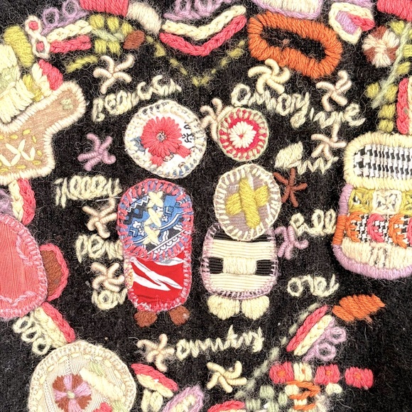 Vintage Embroidered Wool Sweater Black - Picture 4 of 7